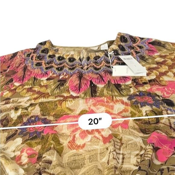 Chico's Boho Feather Print NEW Blouson beaded tunic blouse size 1/MEDIUM - Picture 9 of 13